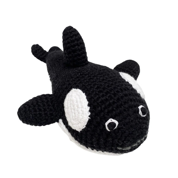 Fair Trade Organic Cotton Knit Smiling Orca Baby Rattle