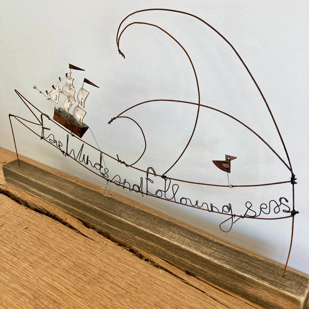 "Fair Winds and Following Seas" Reclaimed Materials Mantel Art