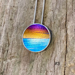 Flame Painted Titanium Beach Sunset Necklaces