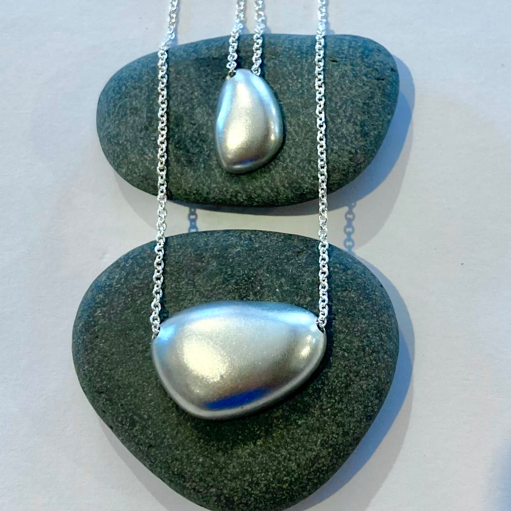 Satin Sterling Silver Pebble Necklaces