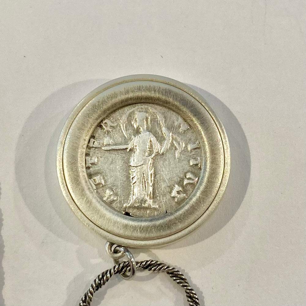 Silver Diva Faustina the Elder Dinar Coin Necklace