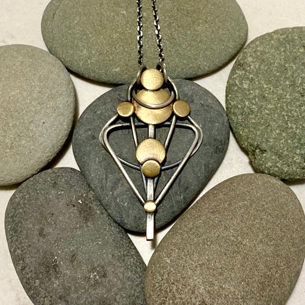 Dancer Sterling Silver Wire Pendant Necklace