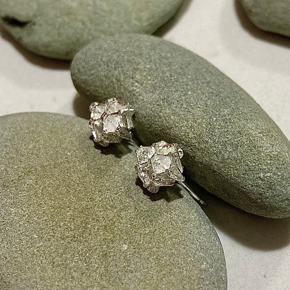 Sterling Silver Pinecone Stud Earrings