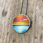 Flame Painted Titanium Beach Sunset Necklaces