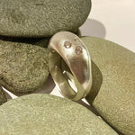Sterling Silver Pebble Ring with Three Diamonds