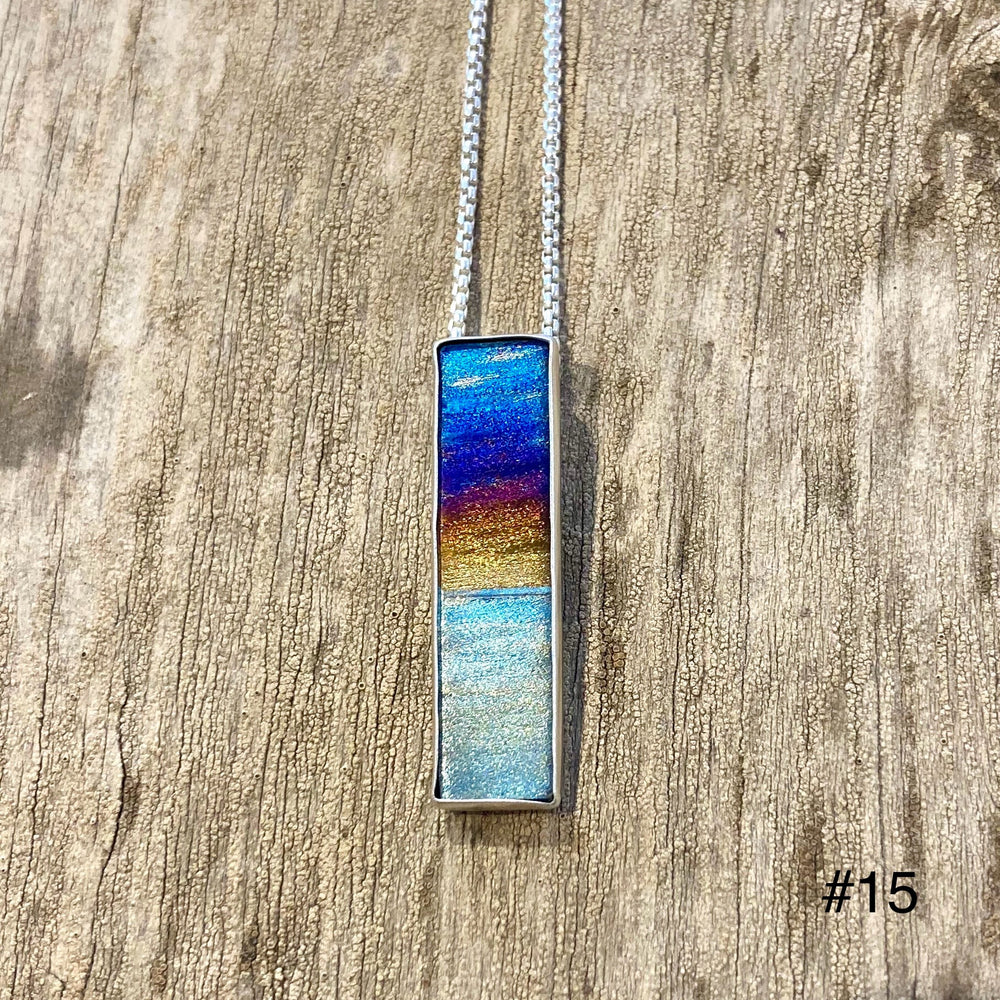 Flame Painted Titanium Beach Sunset Necklaces
