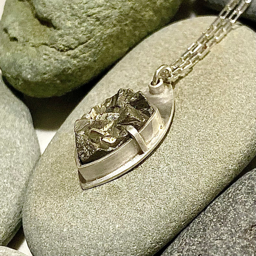 Broken Pyrite and Sterling Silver Necklace