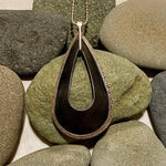 Steel and Sterling Silver Teardrop Pendant Necklace