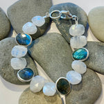 Faceted Moonstone and Labradorite Bracelet