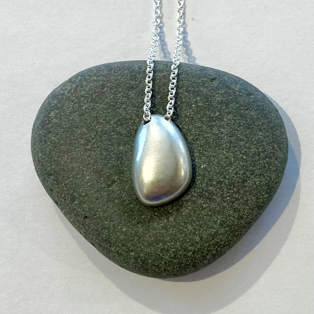 Satin Sterling Silver Pebble Necklaces