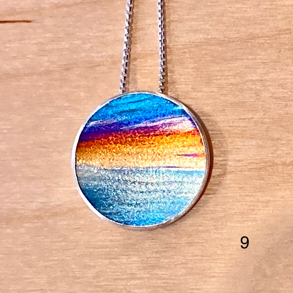 Flame Painted Titanium Beach Sunset Necklaces