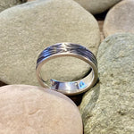 Dragonlace Damascus Steel Ring with Sterling Silver Rails