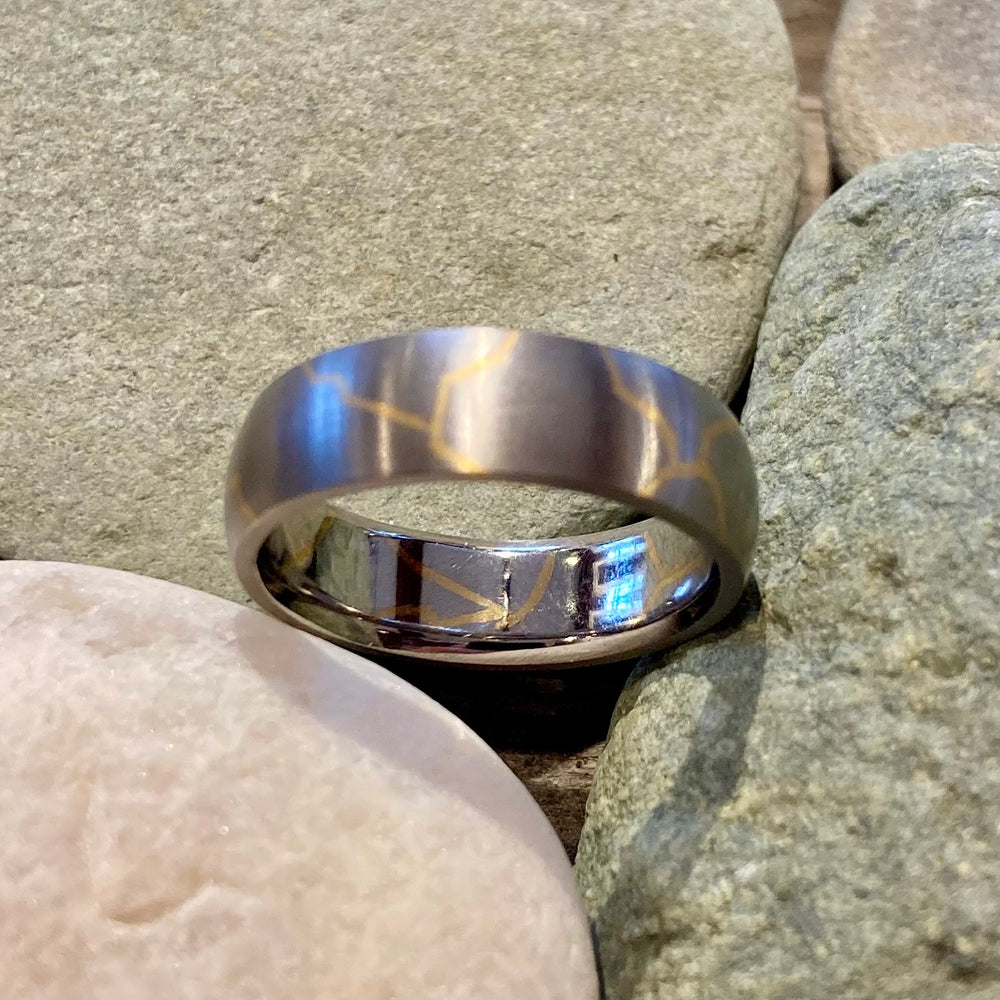 Palladium 500 Kintsugi Ring with 24K Gold