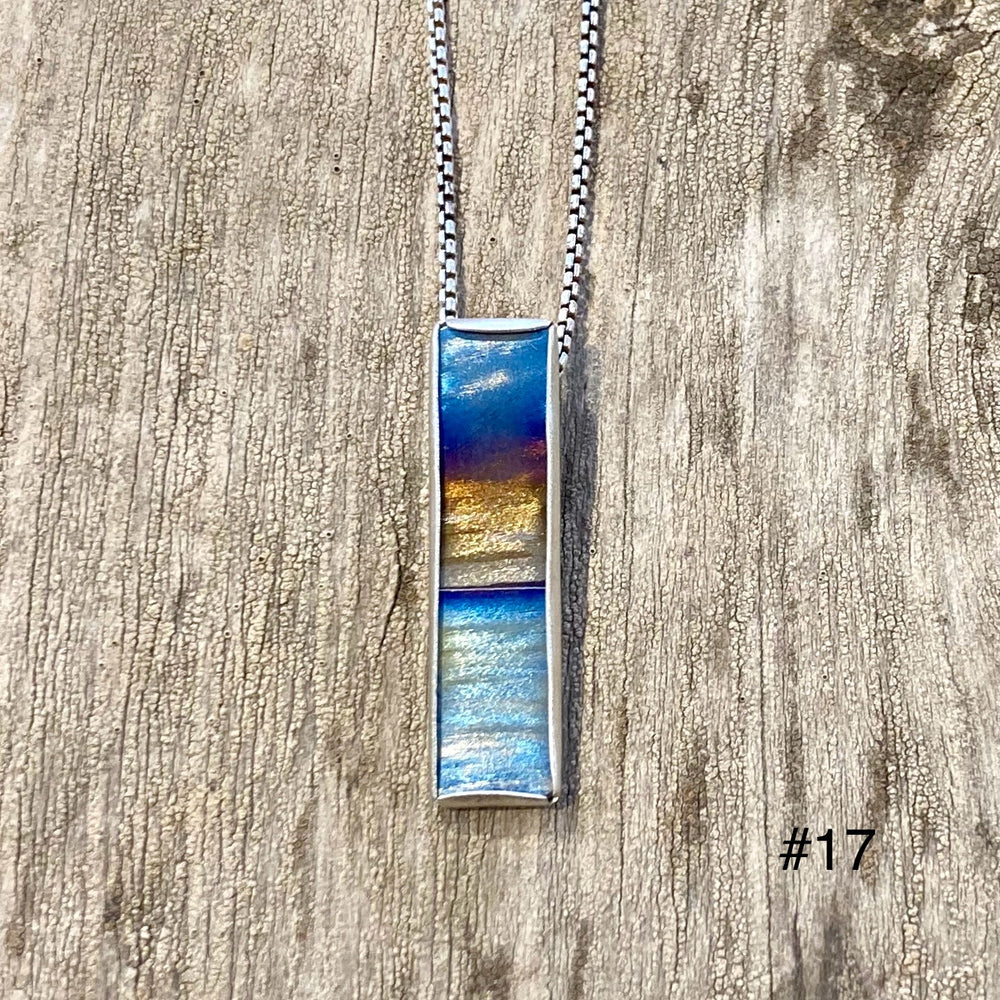 Flame Painted Titanium Beach Sunset Necklaces