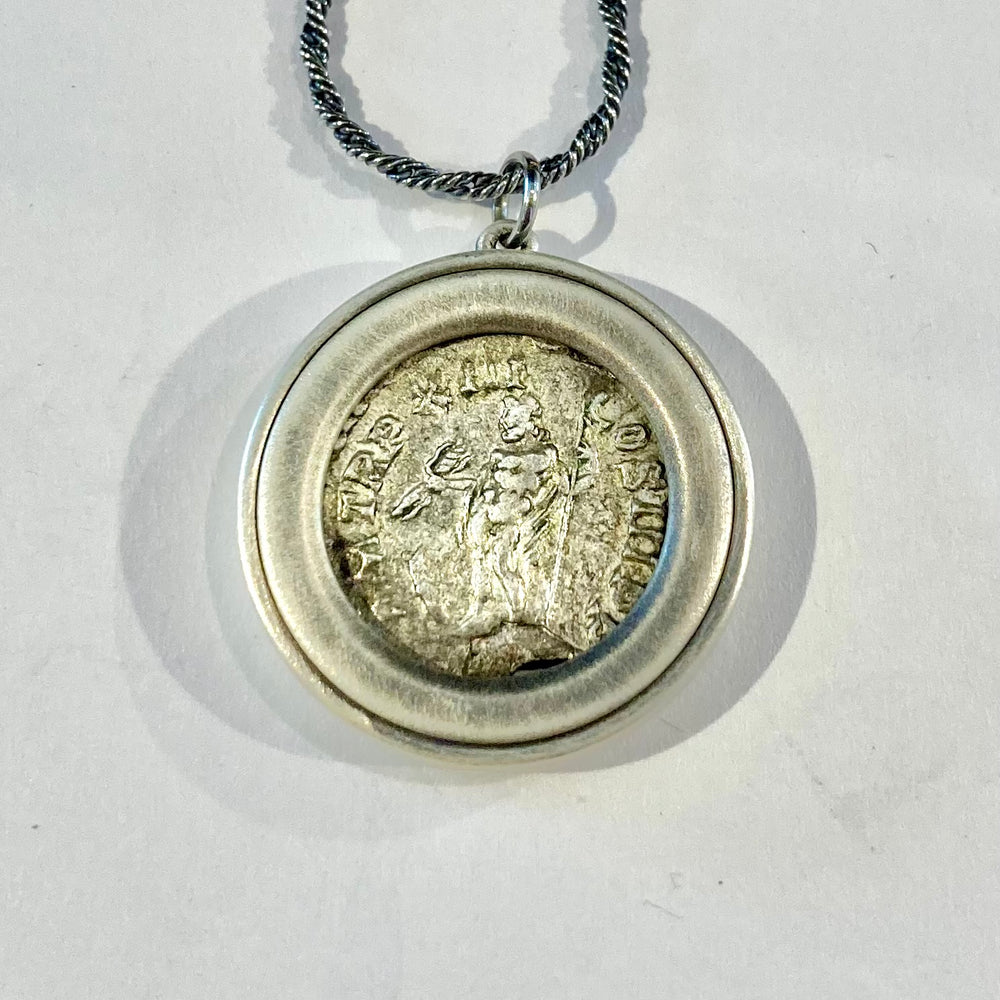 Silver Emperor Severus Alexander Coin Necklace
