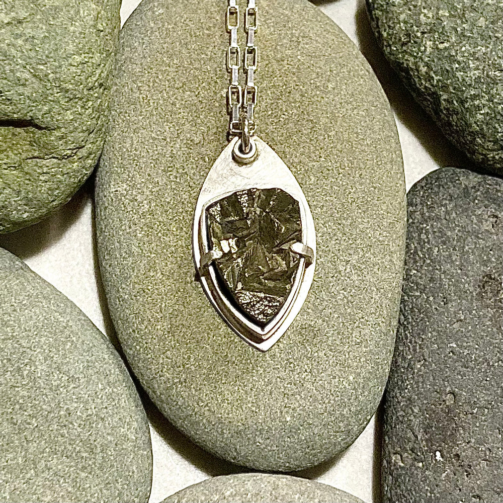 Broken Pyrite and Sterling Silver Necklace