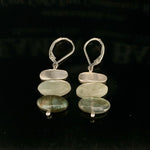 Stacked Aquamarine, Labradorite and Brushed Sterling Silver Stone Earrings