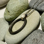 Steel Slice and Sterling Silver Pendant Necklace