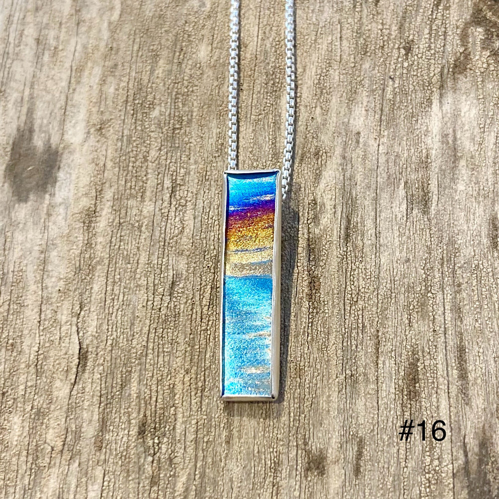 Flame Painted Titanium Beach Sunset Necklaces