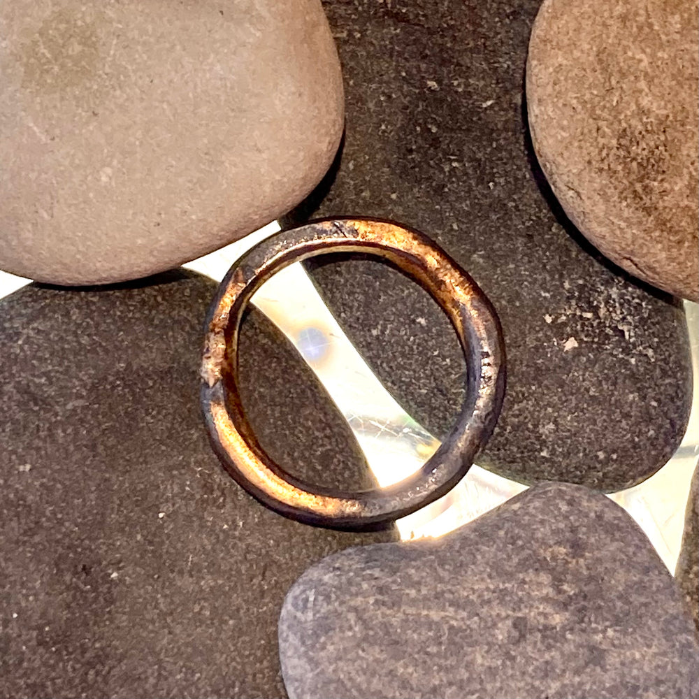 Amalgam Gold and Oxidized Sterling Silver Hammered Ring