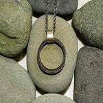 Steel Slice and Sterling Silver Pendant Necklace