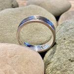 Dragonlace Damascus Steel Ring with Sterling Silver Rails