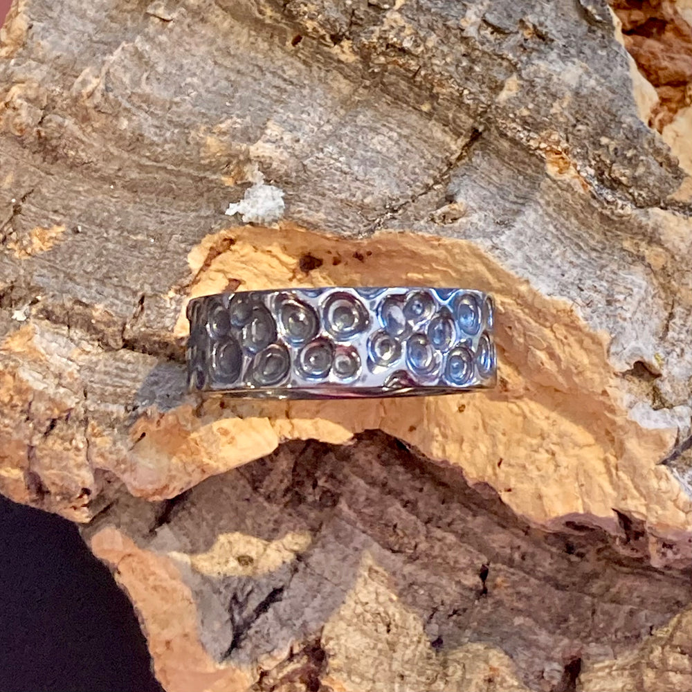 Canyon Darkened Damascus Steel Mokume Ring