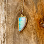 18K Gold Tooth Opal Pendant Necklace