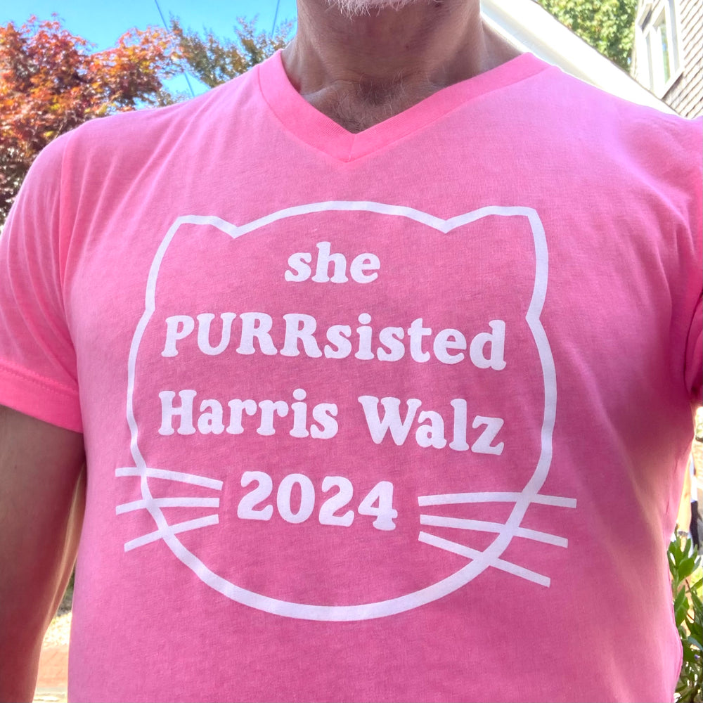 She PURRsisted V Neck Tee Shirts