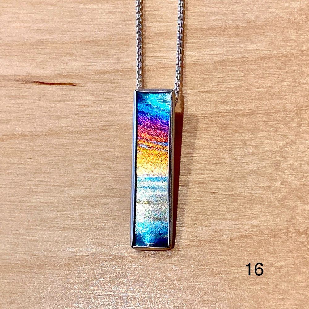 Flame Painted Titanium Beach Sunset Necklaces