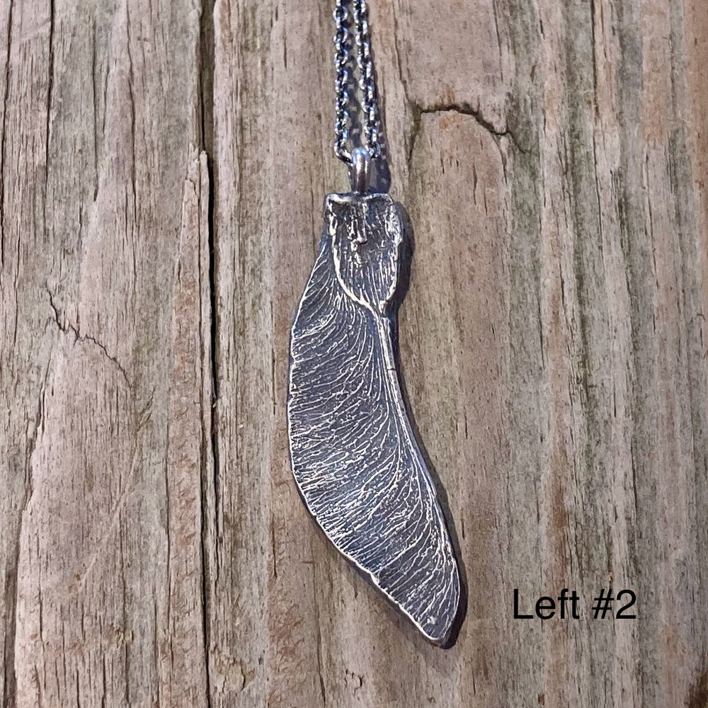 Sterling Silver Maple Seed Wing Necklace