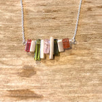 Tourmalines and Sterling Silver Bars Necklace