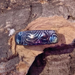 Woodgrain Darkened Damascus Steel Mokume Ring