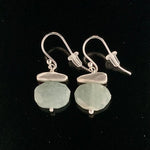 Brushed Sterling Silver Stone and Faceted Stone Earrings