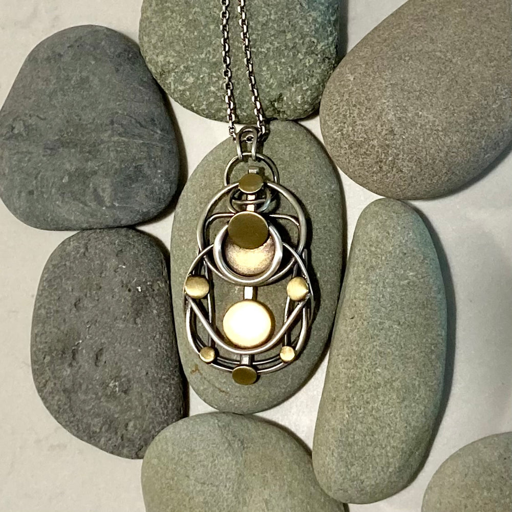 Scarab Sterling Silver Wire Pendant Necklace