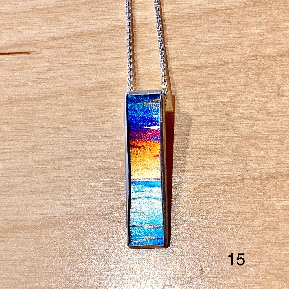 Flame Painted Titanium Beach Sunset Necklaces