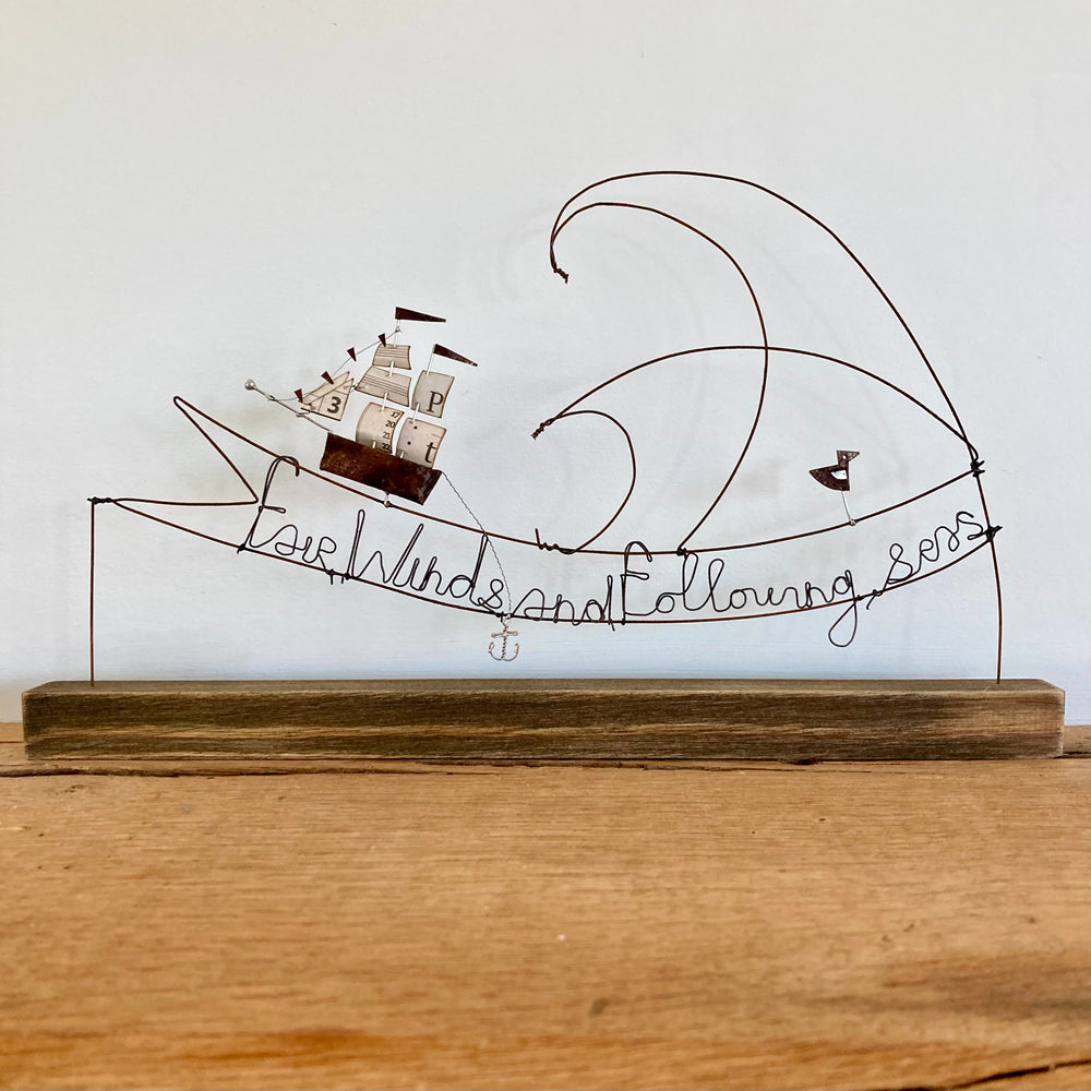 "Fair Winds and Following Seas" Reclaimed Materials Mantel Art