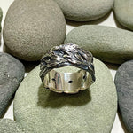 Oxidized Sterling Silver Cedar Branch Rings