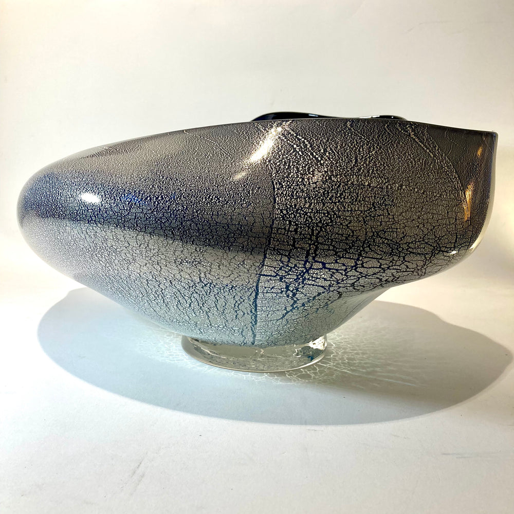 Ocean Blue Organic Blown Glass Centerpiece Bowl