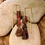 Geometric Triple Tourmaline 14K Gold Earrings