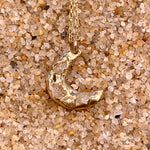 Waxing Crescent 14K Gold and Raw Herkimer Diamonds Necklace
