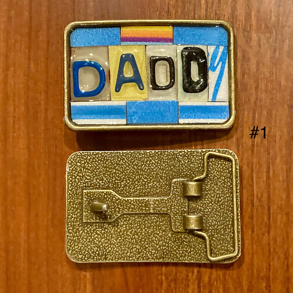 Daddy Upcycled License Plate Belt Buckle