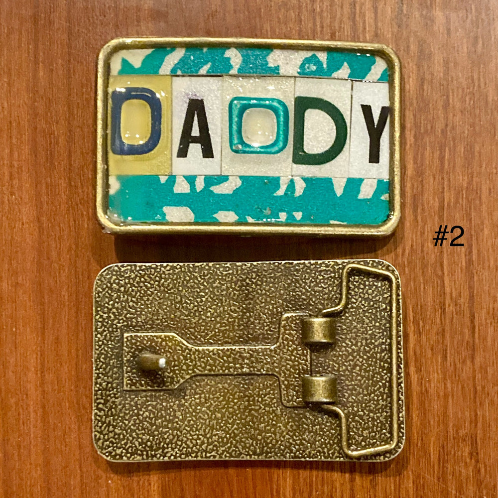 Daddy Upcycled License Plate Belt Buckle