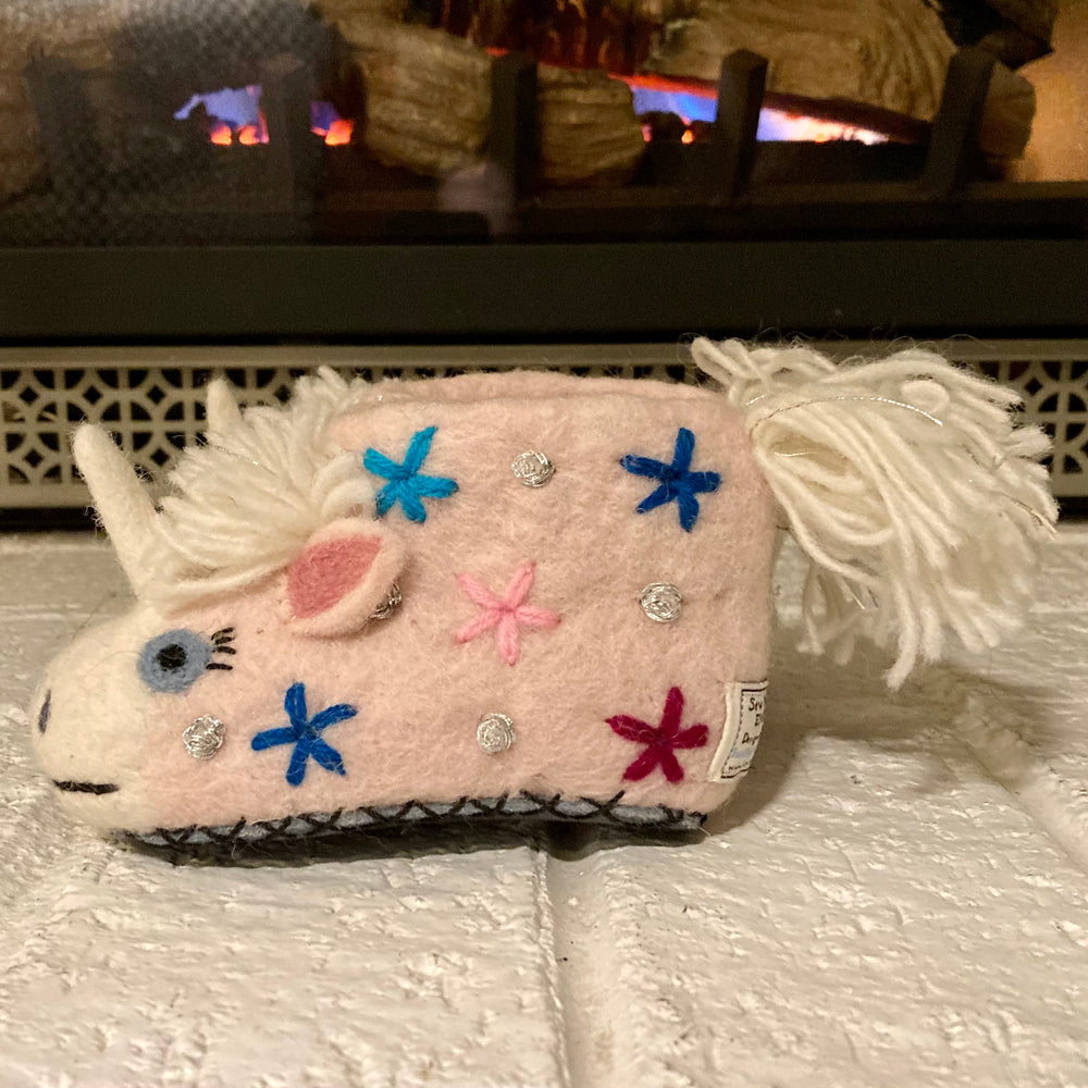 Fair Trade Wool Felt Unicorn Slippers