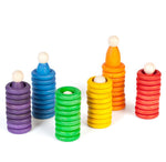 Rainbow Wooden People Rings and Disks Play Set