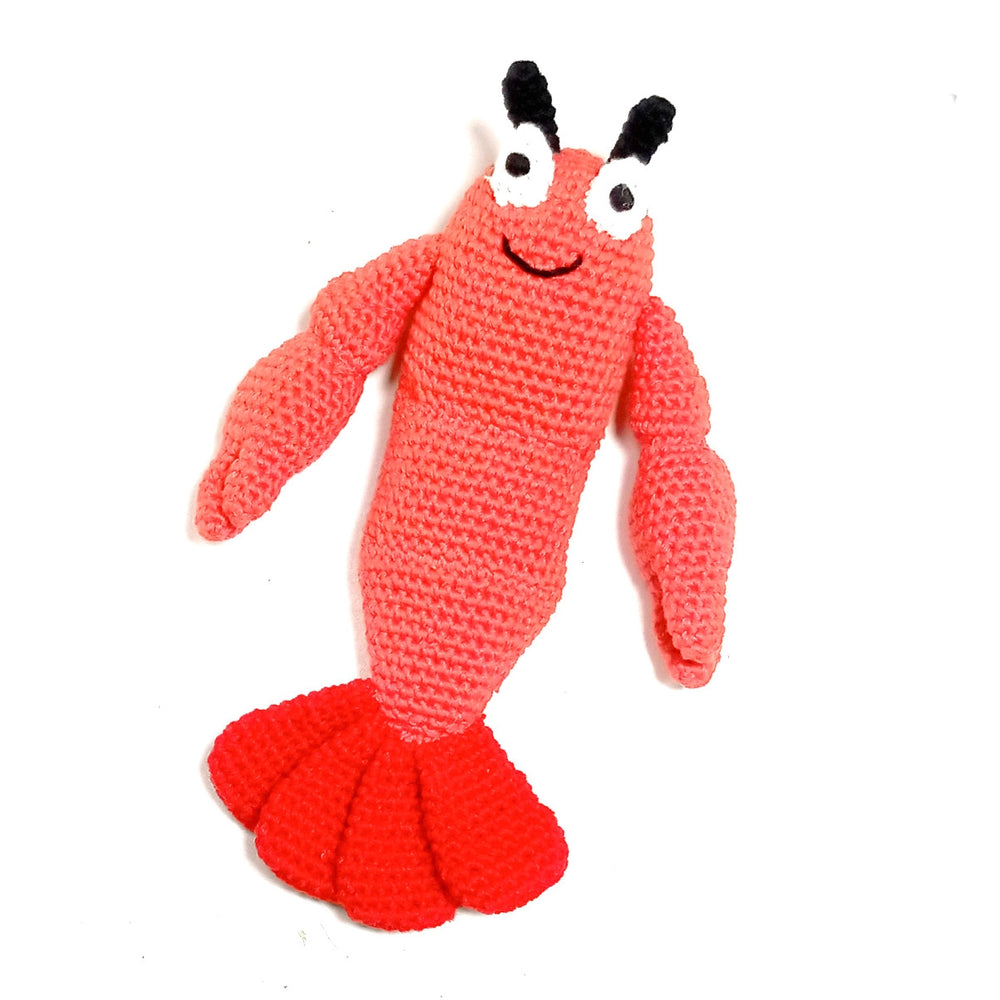 Fair Trade Organic Cotton Knit Smiling Lobster Baby Rattle