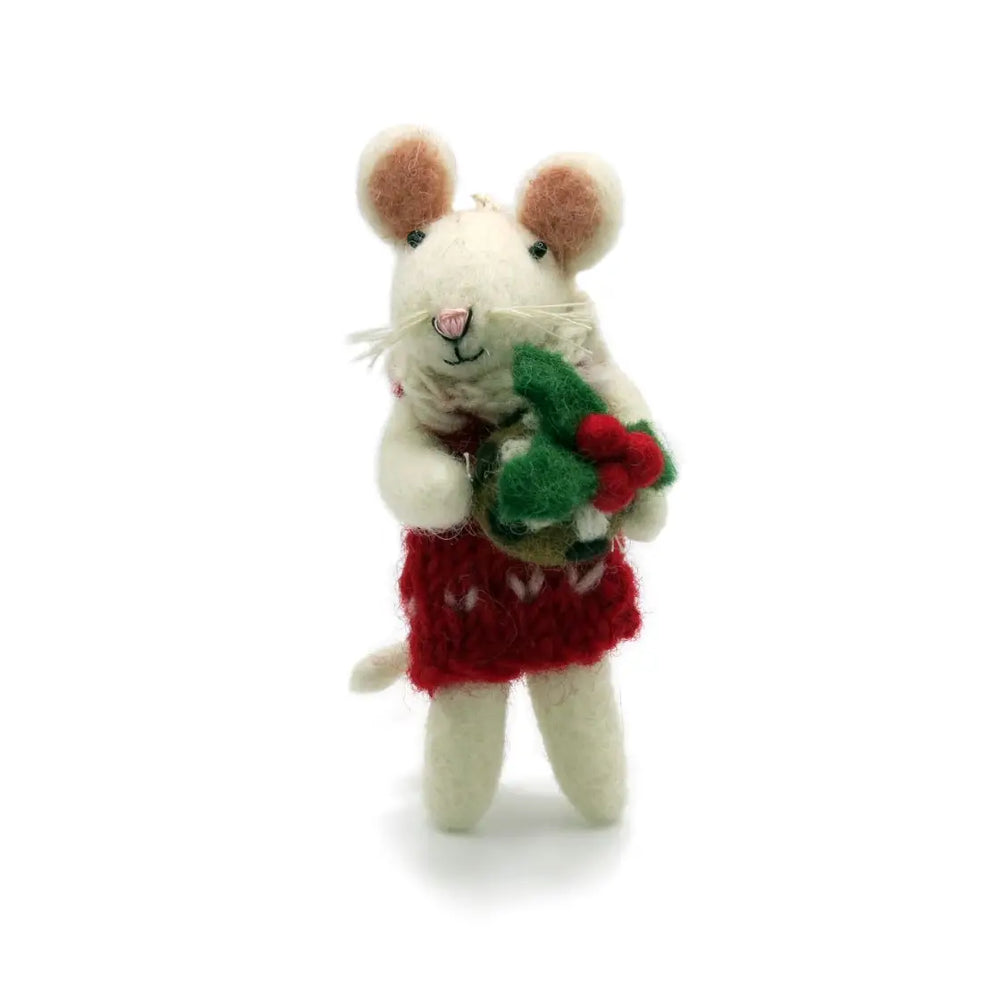 Fair Trade Wool Felt Mouse with Gift Ornament