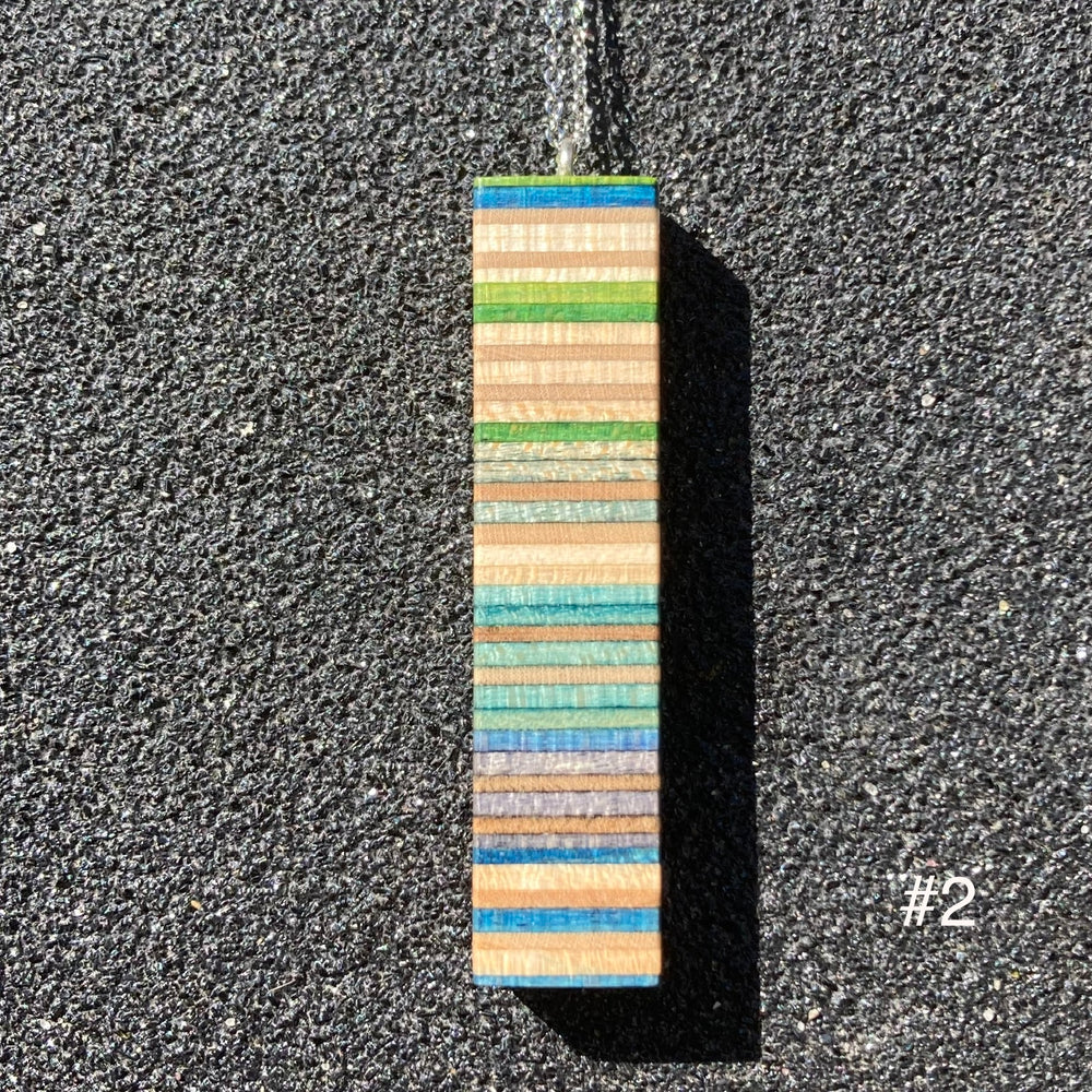 Upcycled Wood Skateboard Column Necklaces