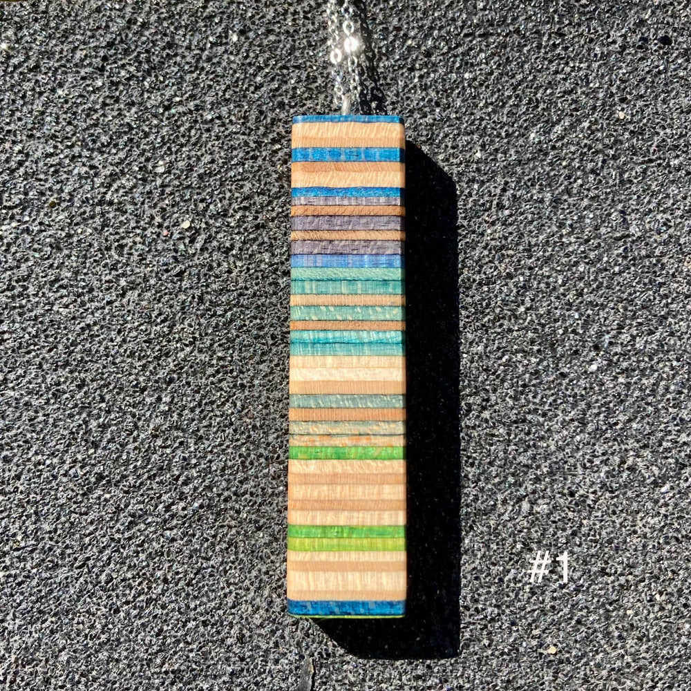 Upcycled Wood Skateboard Column Necklaces
