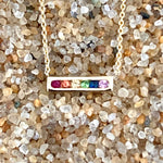 Rainbow 14K Gold Bar Pendant Necklace